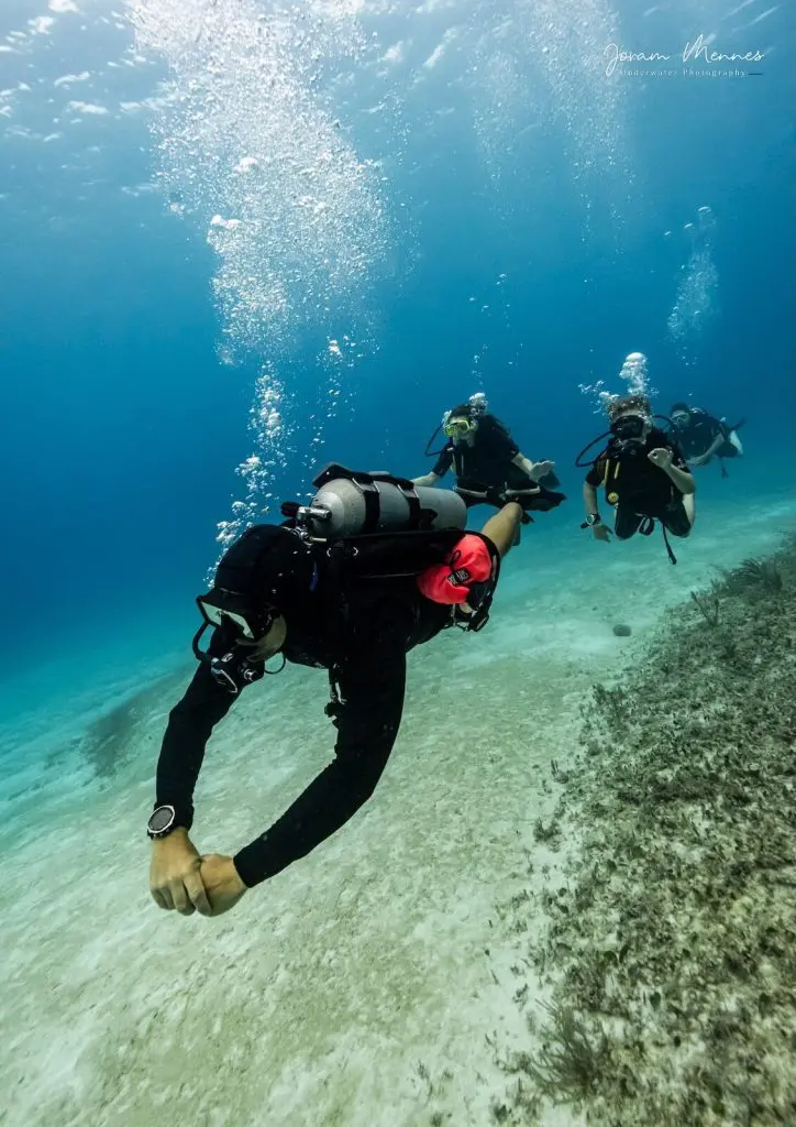Plongeur de DeepDiveMexico avec un masque de plongée clair et sans buée
